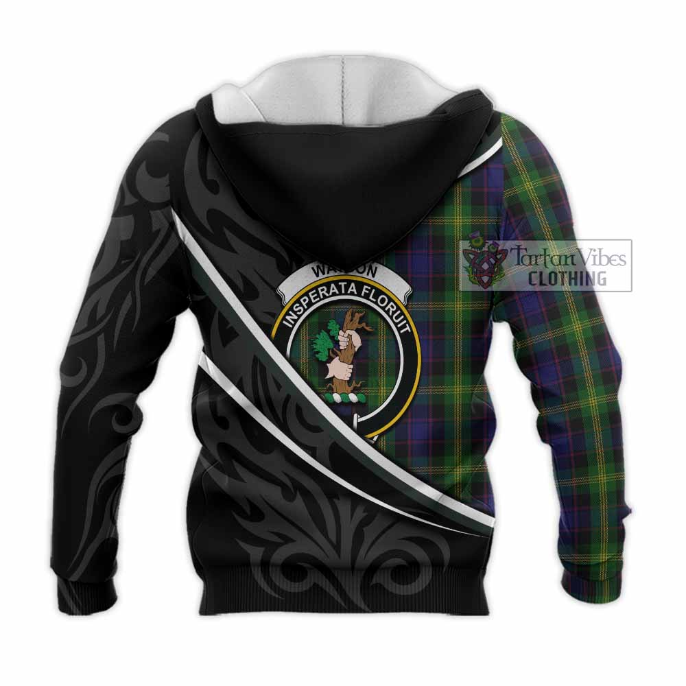 Watson Tartan Family Crest Knitted Hoodie Celtic Scottish Thistle Floral - Tartan Vibes Clothing