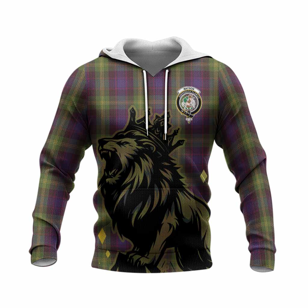 Watson Tartan Family Crest Knitted Hoodie Crowned Lion Roaring