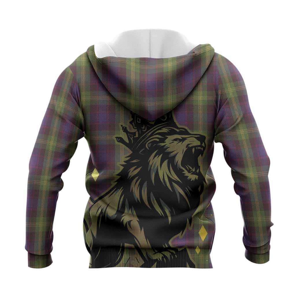 Watson Tartan Family Crest Knitted Hoodie Crowned Lion Roaring
