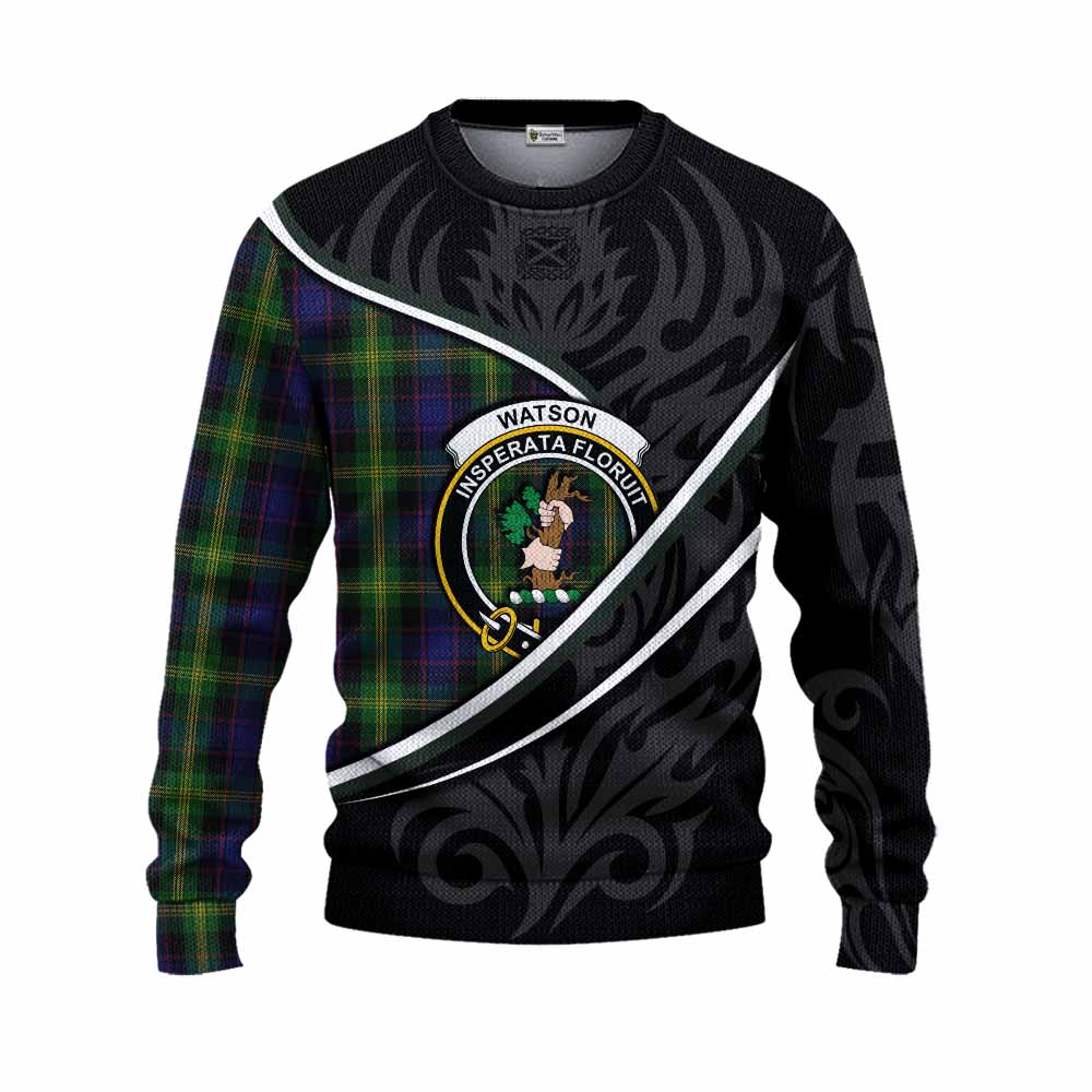 Watson Tartan Family Crest Knitted Sweater Celtic Scottish Thistle Floral - Tartan Vibes Clothing