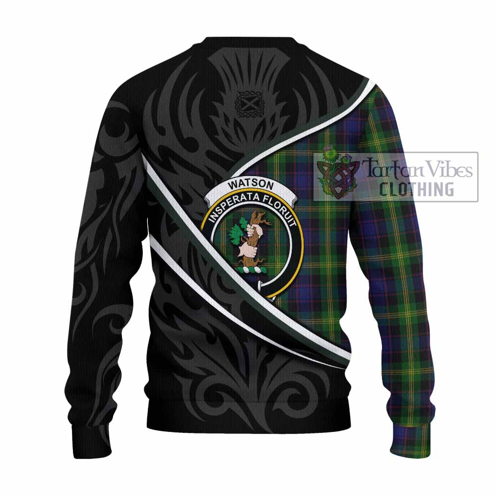 Watson Tartan Family Crest Knitted Sweater Celtic Scottish Thistle Floral - Tartan Vibes Clothing