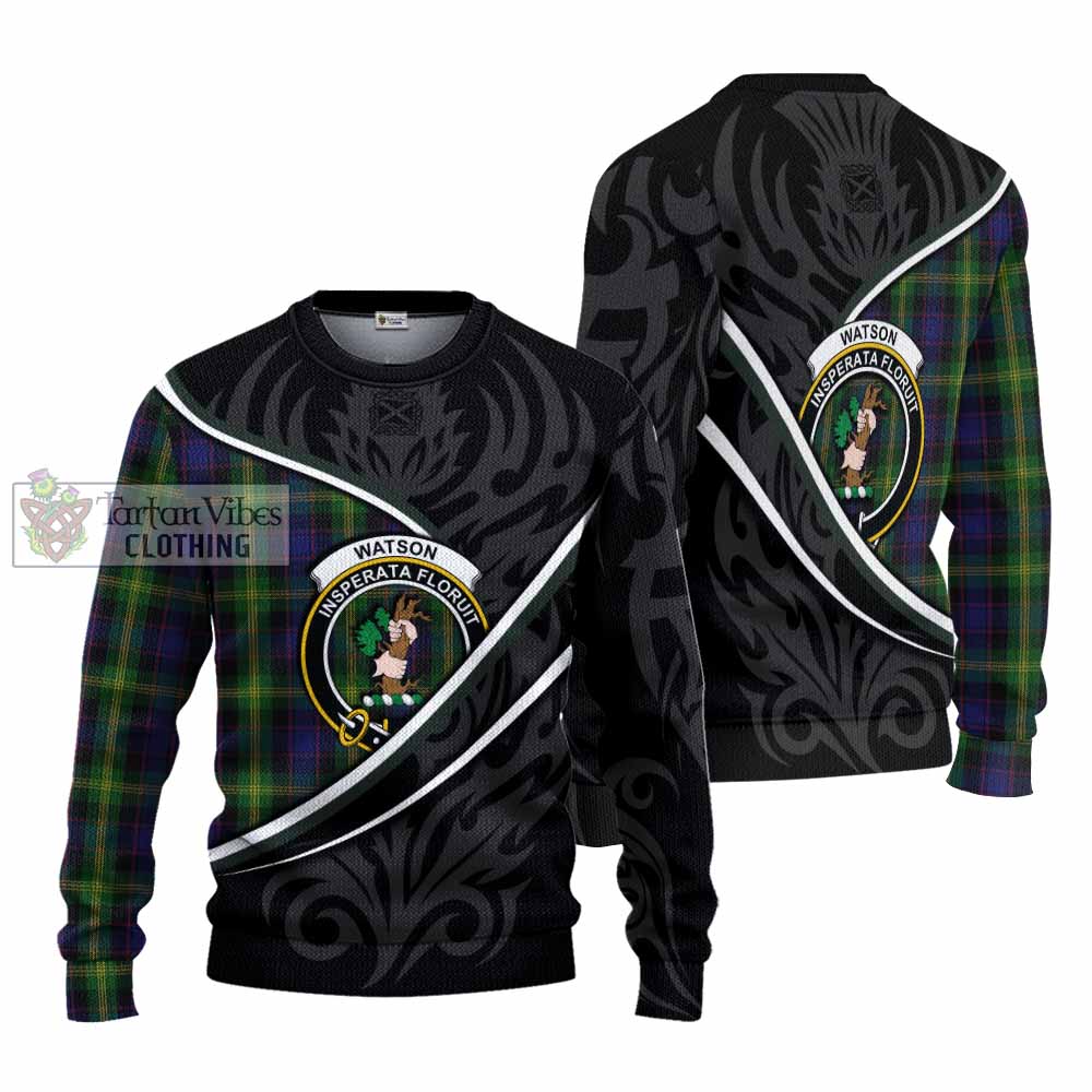 Watson Tartan Family Crest Knitted Sweater Celtic Scottish Thistle Floral - Tartan Vibes Clothing