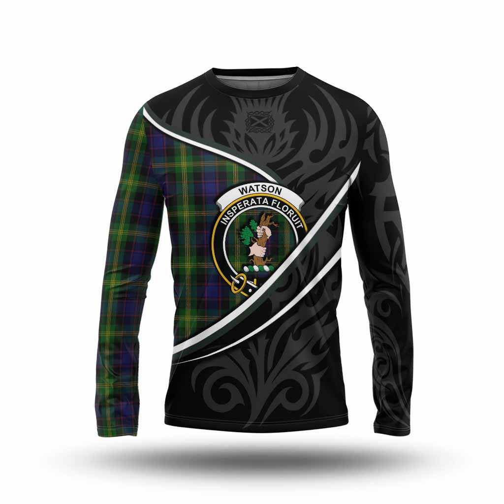 Watson Tartan Family Crest Long Sleeve T-Shirt Celtic Scottish Thistle Floral - Tartan Vibes Clothing