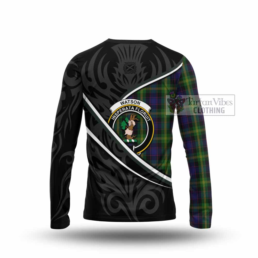 Watson Tartan Family Crest Long Sleeve T-Shirt Celtic Scottish Thistle Floral - Tartan Vibes Clothing