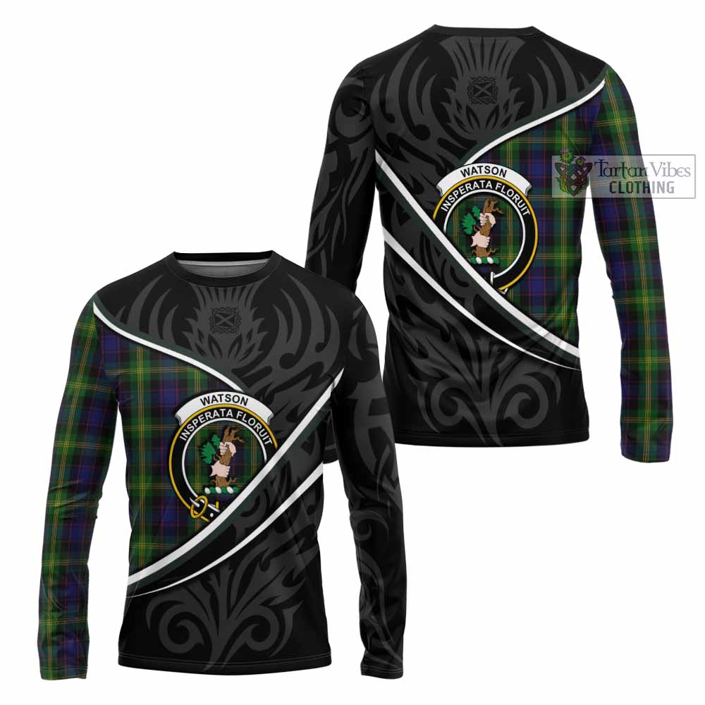 Watson Tartan Family Crest Long Sleeve T-Shirt Celtic Scottish Thistle Floral - Tartan Vibes Clothing
