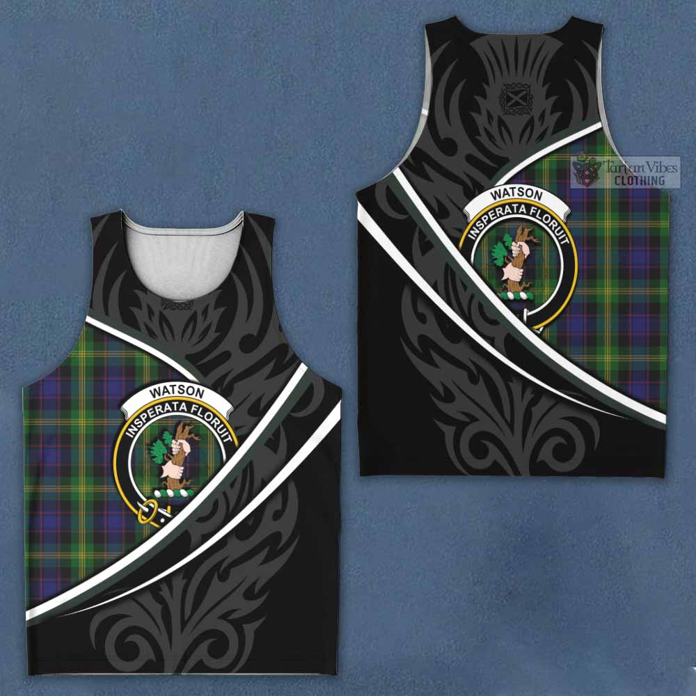 Watson Tartan Family Crest Men Tank Top Celtic Scottish Thistle Floral - Tartan Vibes Clothing