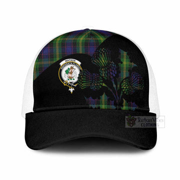 Watson Tartan Family Crest Mesh Trucker Cap Scotland Thistle Floral Flag Style