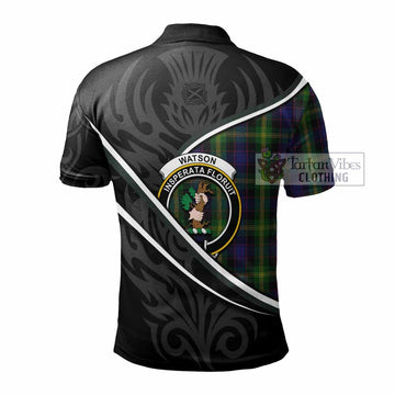 Watson Tartan Family Crest Polo Shirt Celtic Scottish Thistle Floral