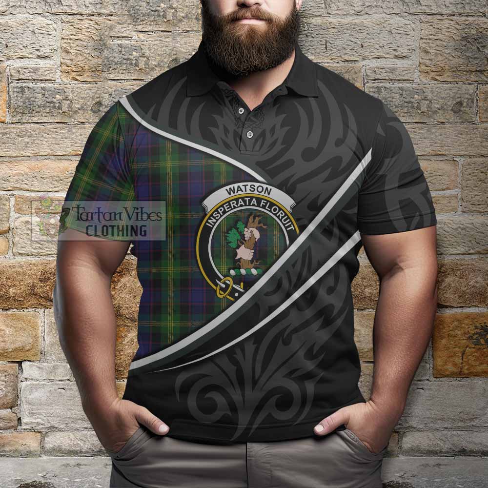 Watson Tartan Family Crest Polo Shirt Celtic Scottish Thistle Floral - Tartan Vibes Clothing