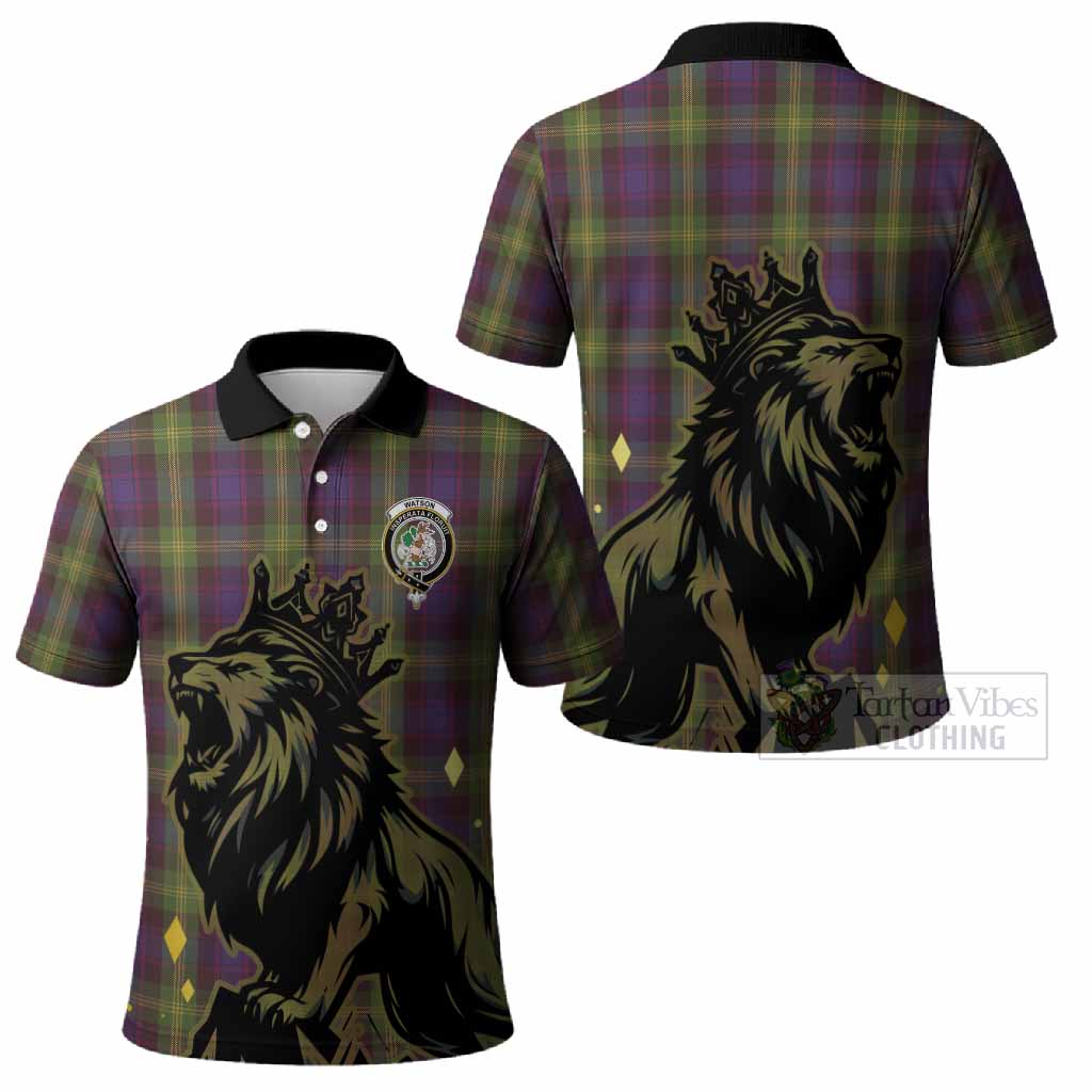Watson Tartan Family Crest Polo Shirt Crowned Lion Roaring