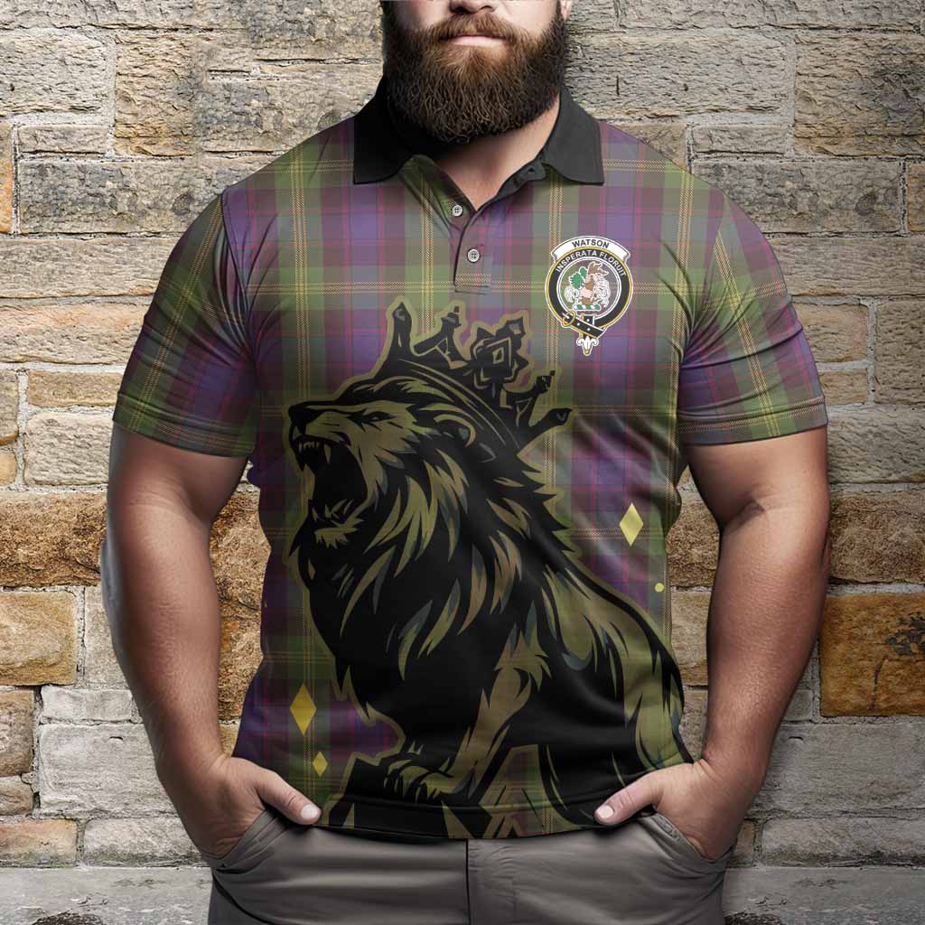 Watson Tartan Family Crest Polo Shirt Crowned Lion Roaring