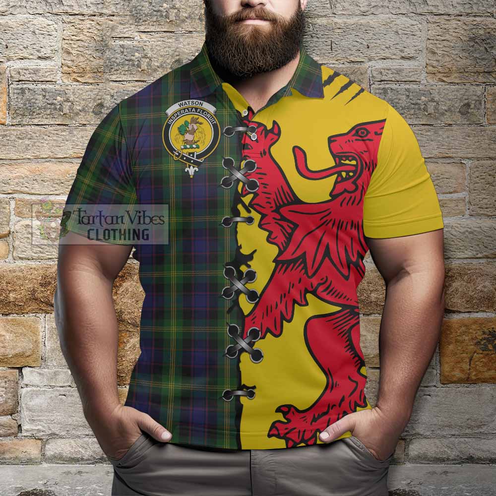 Watson Tartan Family Crest Polo Shirt Lion Rampant Honor - Tartan Vibes Clothing