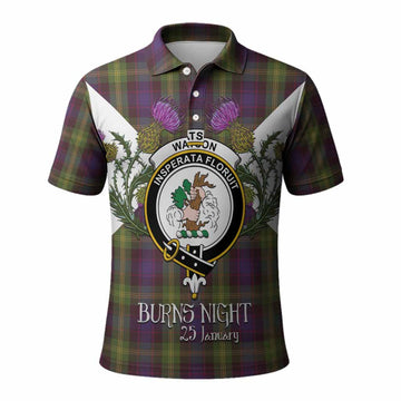 Watson Tartan Family Crest Polo Shirt Scottish Burns Night Thistle Floral