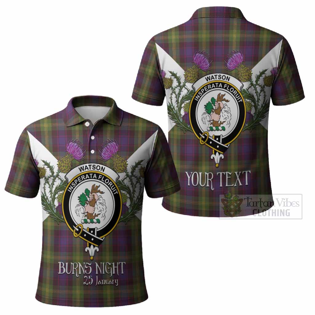 Watson Tartan Family Crest Polo Shirt Scottish Burns Night Thistle Floral
