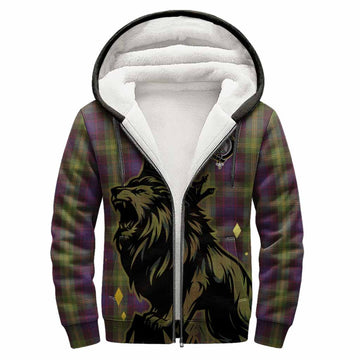 Watson Tartan Family Crest Sherpa Hoodie Crowned Lion Roaring