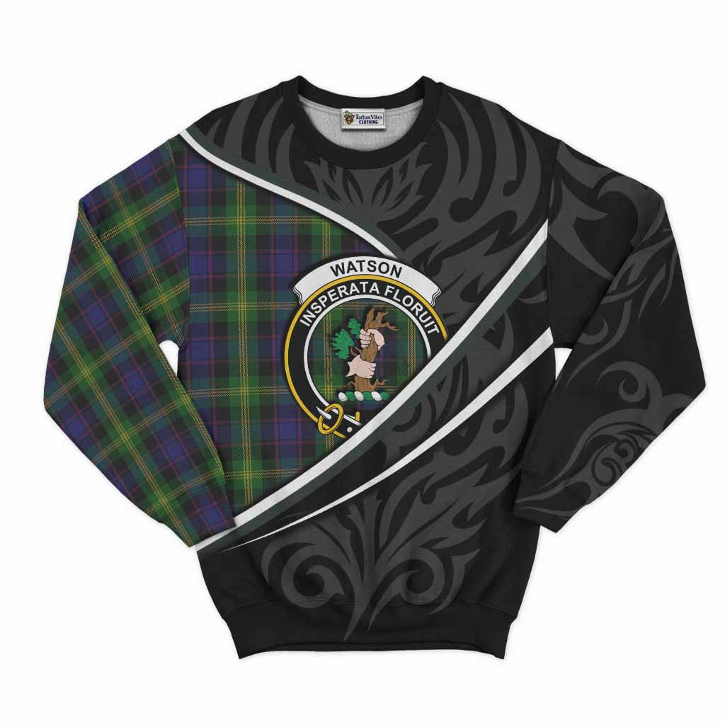 Watson Tartan Family Crest Sweatshirt Celtic Scottish Thistle Floral - Tartan Vibes Clothing