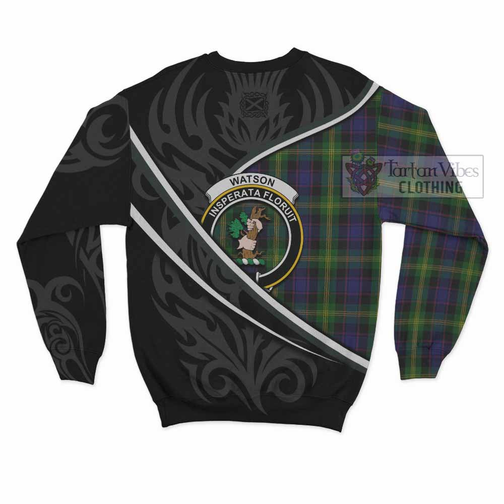 Watson Tartan Family Crest Sweatshirt Celtic Scottish Thistle Floral - Tartan Vibes Clothing