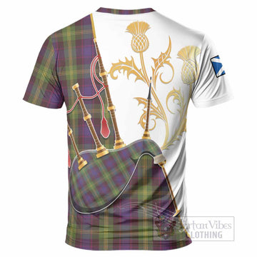 Watson Tartan Family Crest T-Shirt Bagpipes with Scottish Thistle