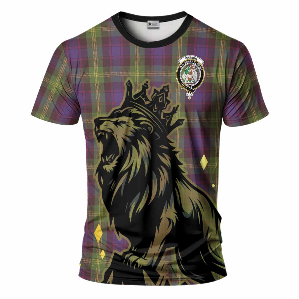 Watson Tartan Family Crest T-Shirt Crowned Lion Roaring