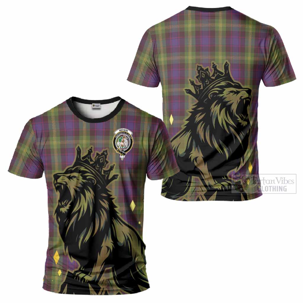 Watson Tartan Family Crest T-Shirt Crowned Lion Roaring