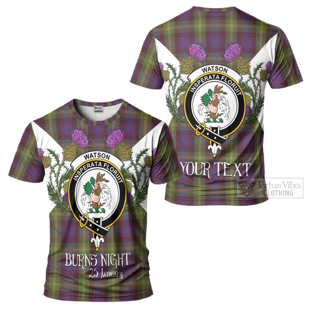 Watson Tartan Family Crest T-Shirt Scottish Burns Night Thistle Floral