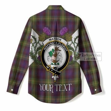 Watson Tartan Family Crest Women Casual Shirt Scottish Burns Night Thistle Floral