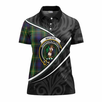 Watson Tartan Family Crest Women's Polo Shirt Celtic Scottish Thistle Floral
