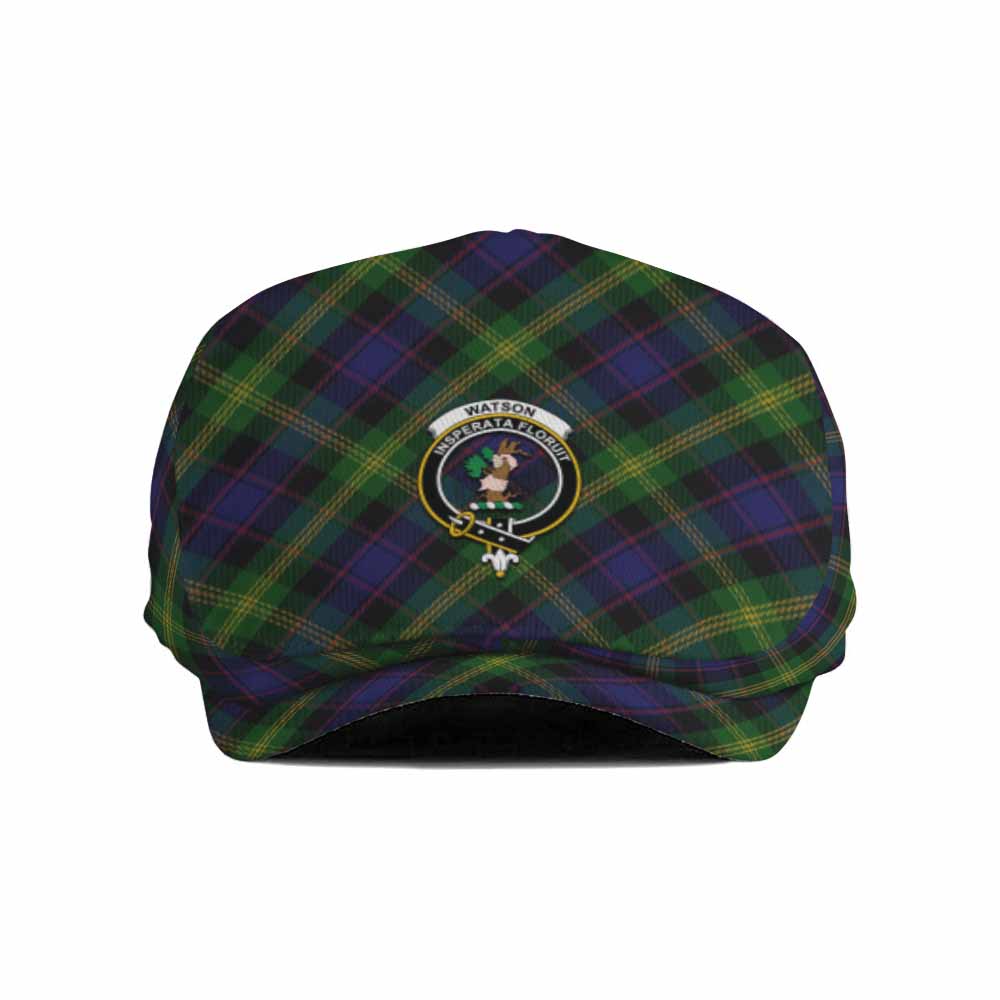 Watson Tartan Flat Cap, Jeff Cap Cross Style with Family Crest - Tartan Vibes Clothing