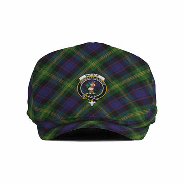 Watson Tartan Flat Cap, Jeff Cap Cross Style with Family Crest
