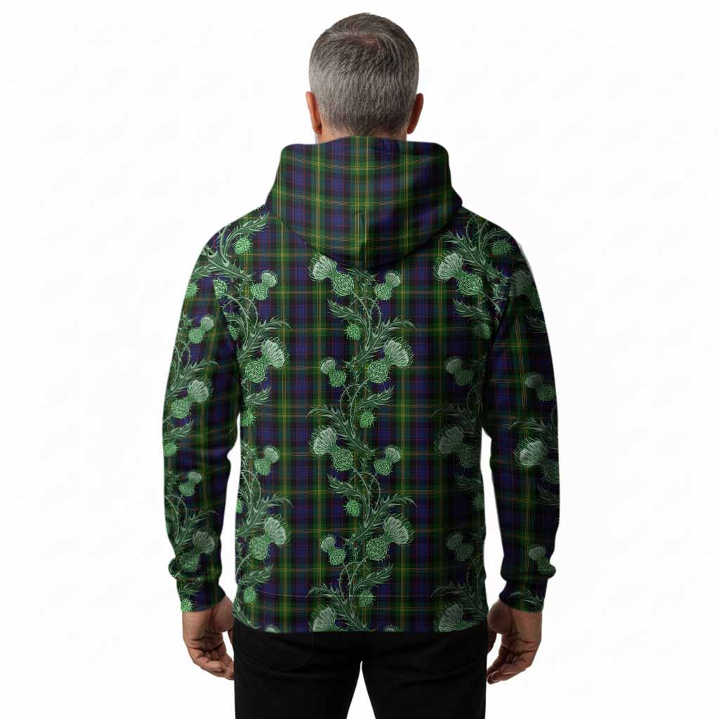 Watson Tartan Hoodie Seamless Scottish Thistle Flowers