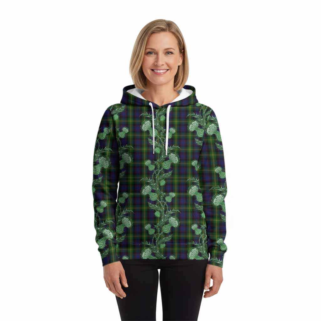 Watson Tartan Hoodie Seamless Scottish Thistle Flowers