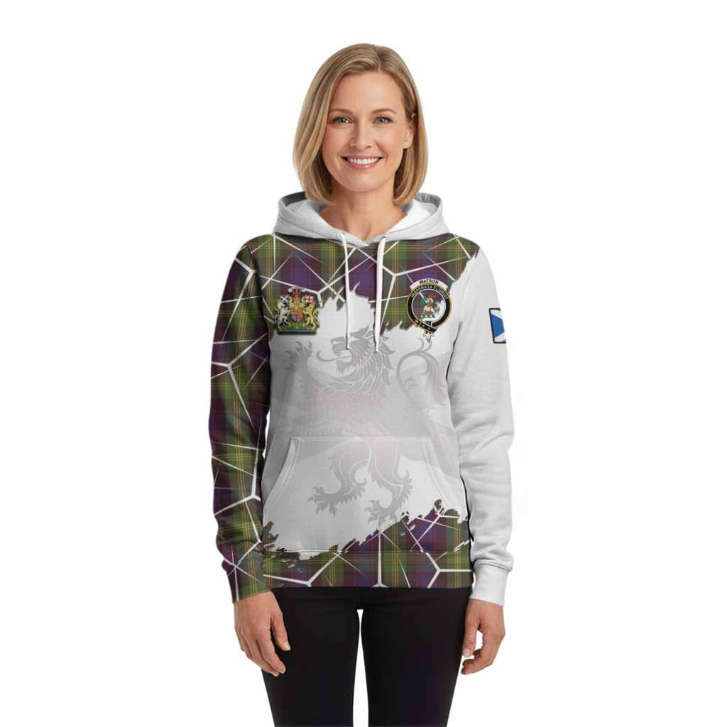 Watson Tartan Hoodie with Family Crest and Lion Rampant Grunge Style