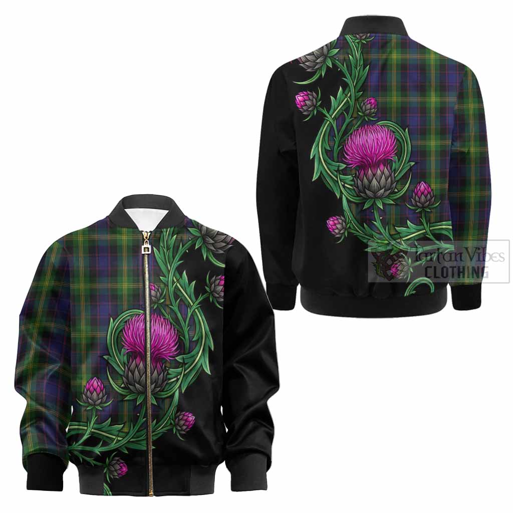 Watson Tartan Kid Bomber Jacket Resilient Scottish Thistle - Tartan Vibes Clothing