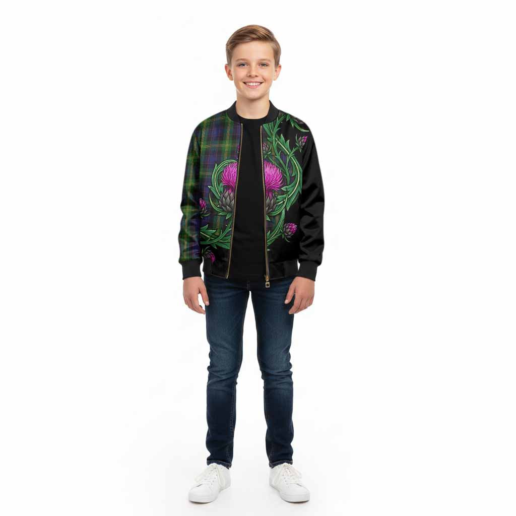Watson Tartan Kid Bomber Jacket Resilient Scottish Thistle - Tartan Vibes Clothing