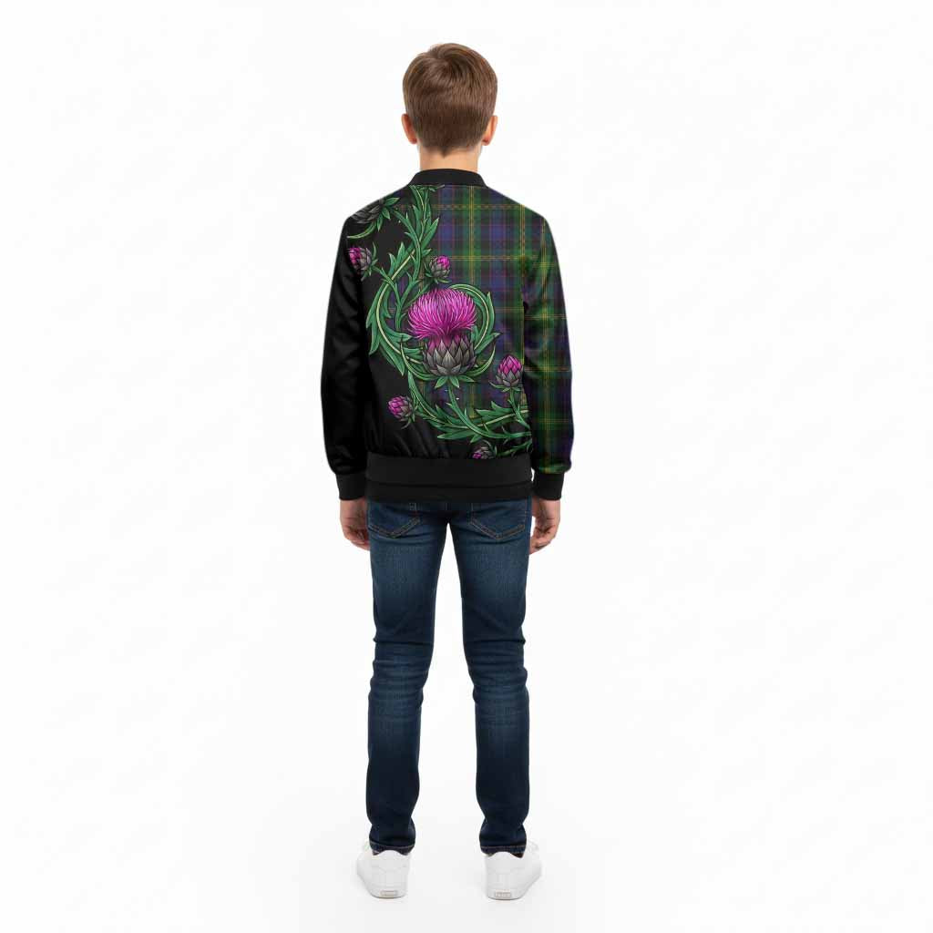 Watson Tartan Kid Bomber Jacket Resilient Scottish Thistle - Tartan Vibes Clothing