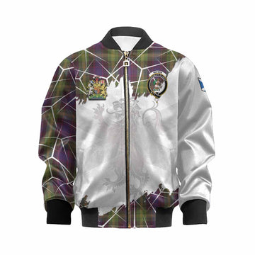 Watson Tartan Kid Bomber Jacket with Family Crest and Lion Rampant Grunge Style