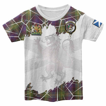 Watson Tartan Kid T-shirt with Family Crest and Lion Rampant Grunge Style