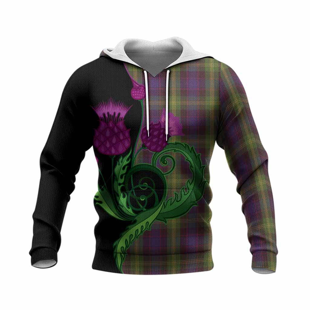 Watson Tartan Knitted Hoodie Traditional Scottish Thistle