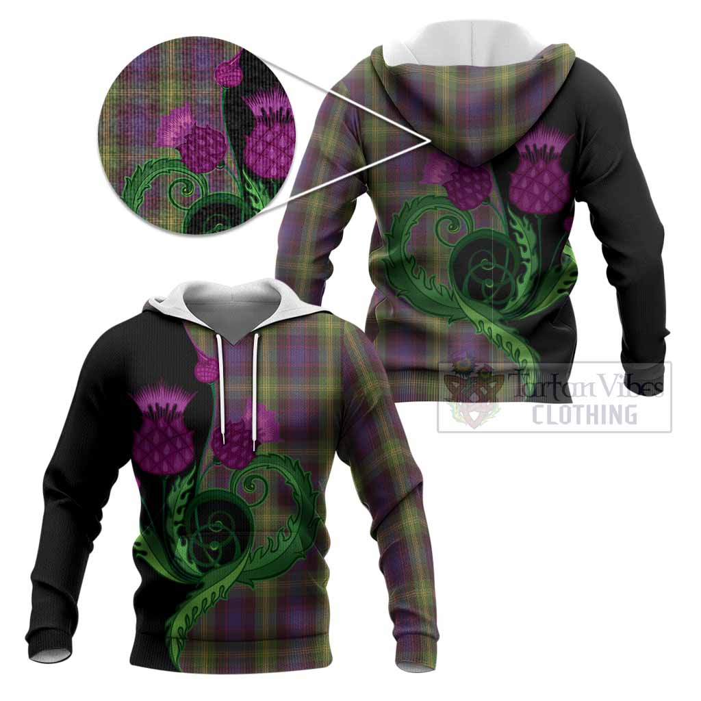 Watson Tartan Knitted Hoodie Traditional Scottish Thistle