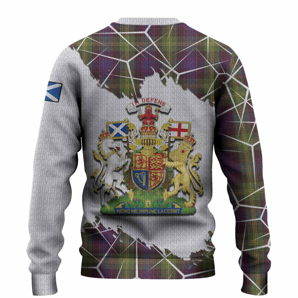 Watson Tartan Knitted Sweater with Family Crest and Lion Rampant Grunge Style