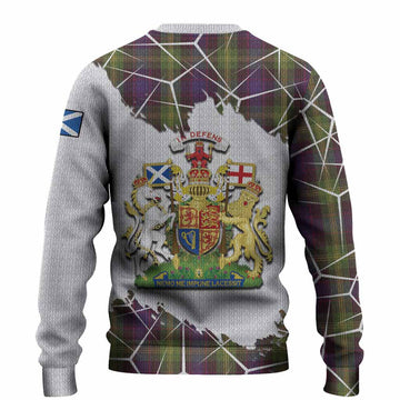 Watson Tartan Knitted Sweater with Family Crest and Lion Rampant Grunge Style