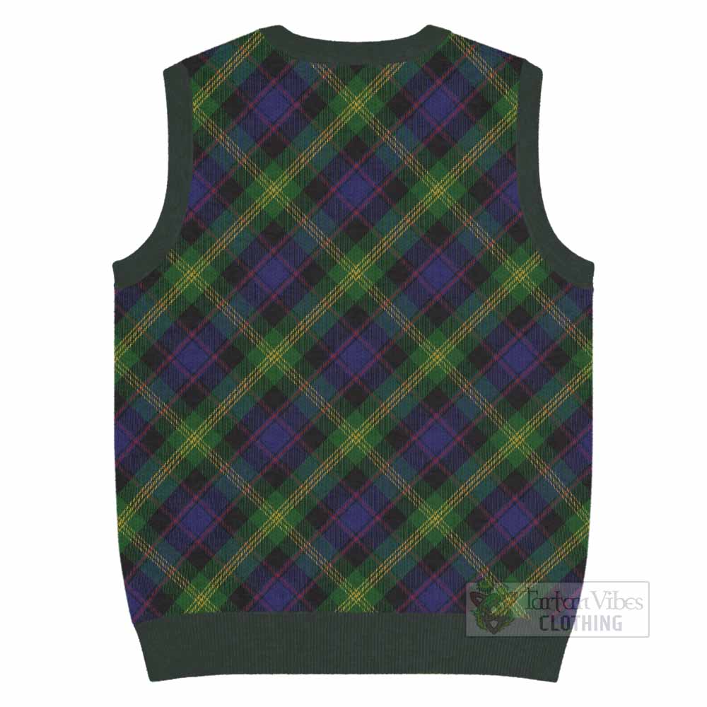 Watson Tartan Knitted V-Neck Vest with Family Crest Cross Style