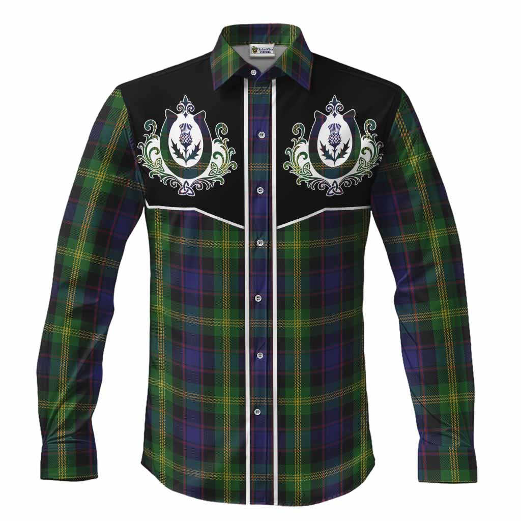Watson Tartan Long Sleeve Button Shirts Horseshoe Ornament Men's Shirt S - Tartan Vibes Clothing