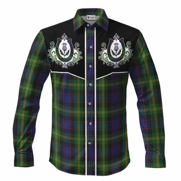 Watson Tartan Long Sleeve Button Shirts Horseshoe Ornament Men's Shirt S - Tartan Vibes Clothing