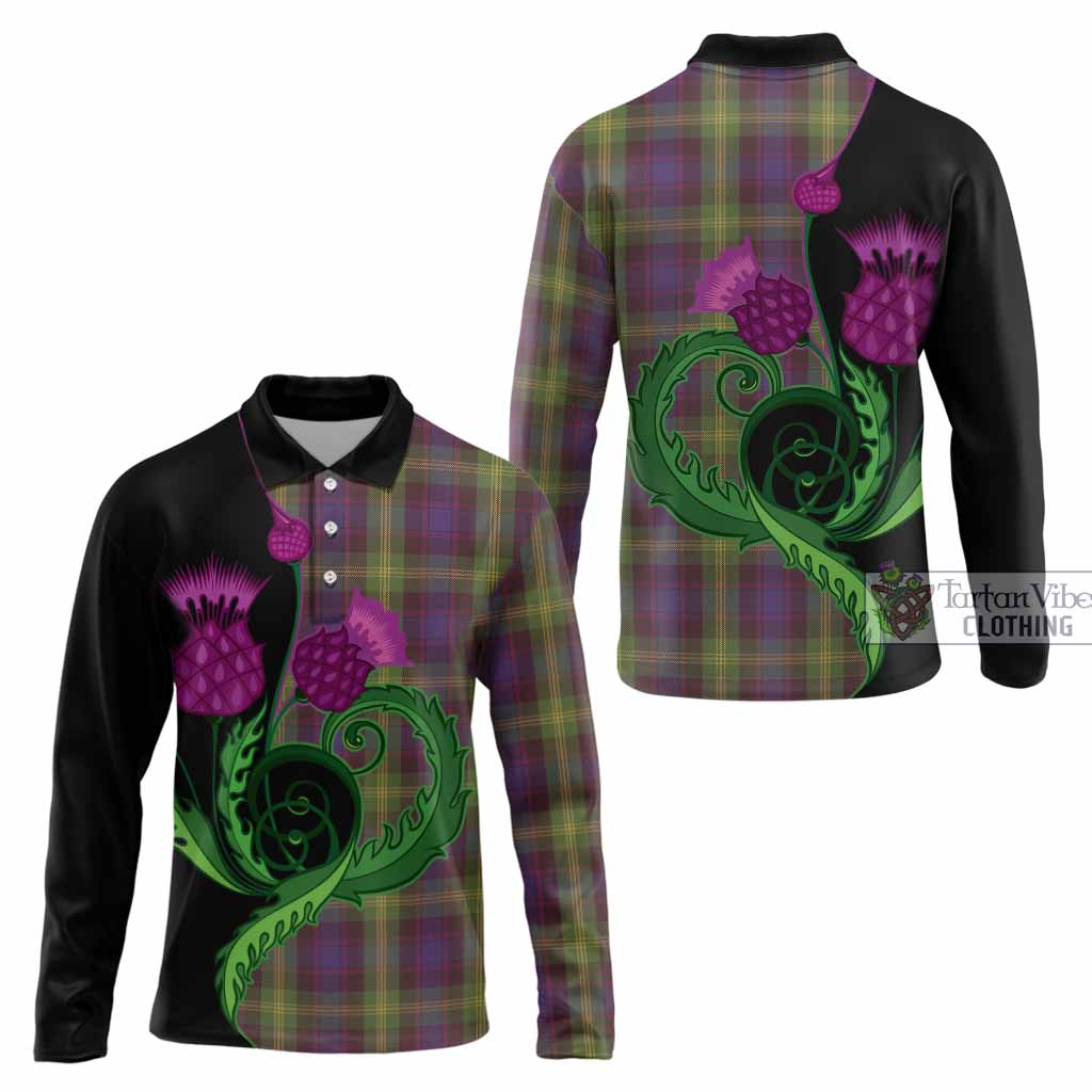 Watson Tartan Long Sleeve Polo Shirt Traditional Scottish Thistle