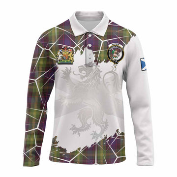 Watson Tartan Long Sleeve Polo Shirt with Family Crest and Lion Rampant Grunge Style