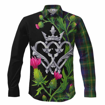 Watson Tartan Luckenbooth Long Sleeve Button Shirts Silver Heart Crown Thistle Floral Men's Shirt S - Tartan Vibes Clothing