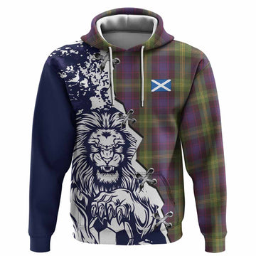 Watson Tartan Scottish Hoodie Angry Lion With Soccer Ball Style