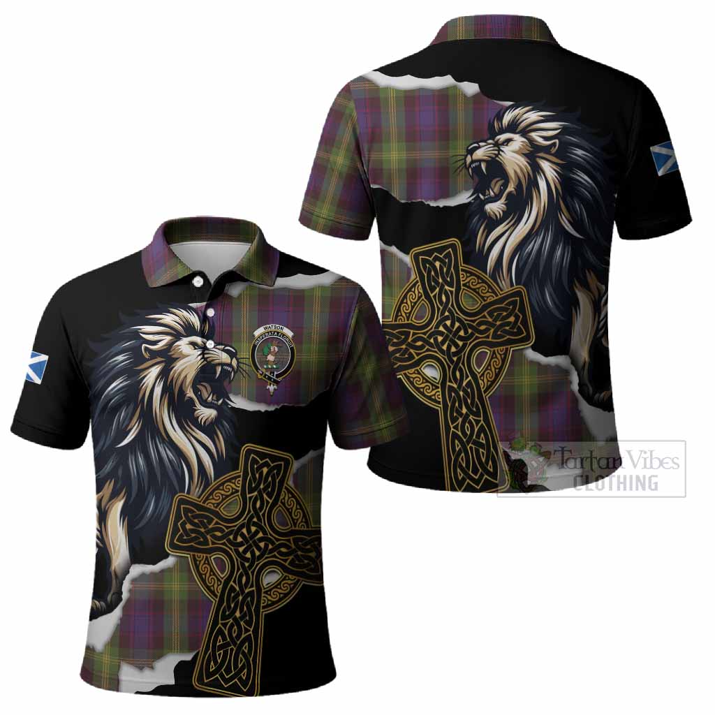 Watson Tartan Scottish Polo Shirt Lion Celtic Heritage