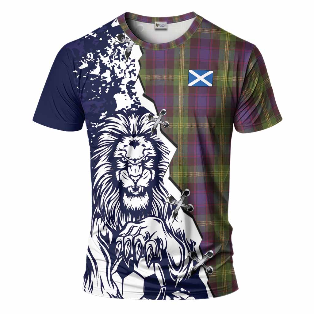 Watson Tartan Scottish T-Shirt Angry Lion With Soccer Ball Style